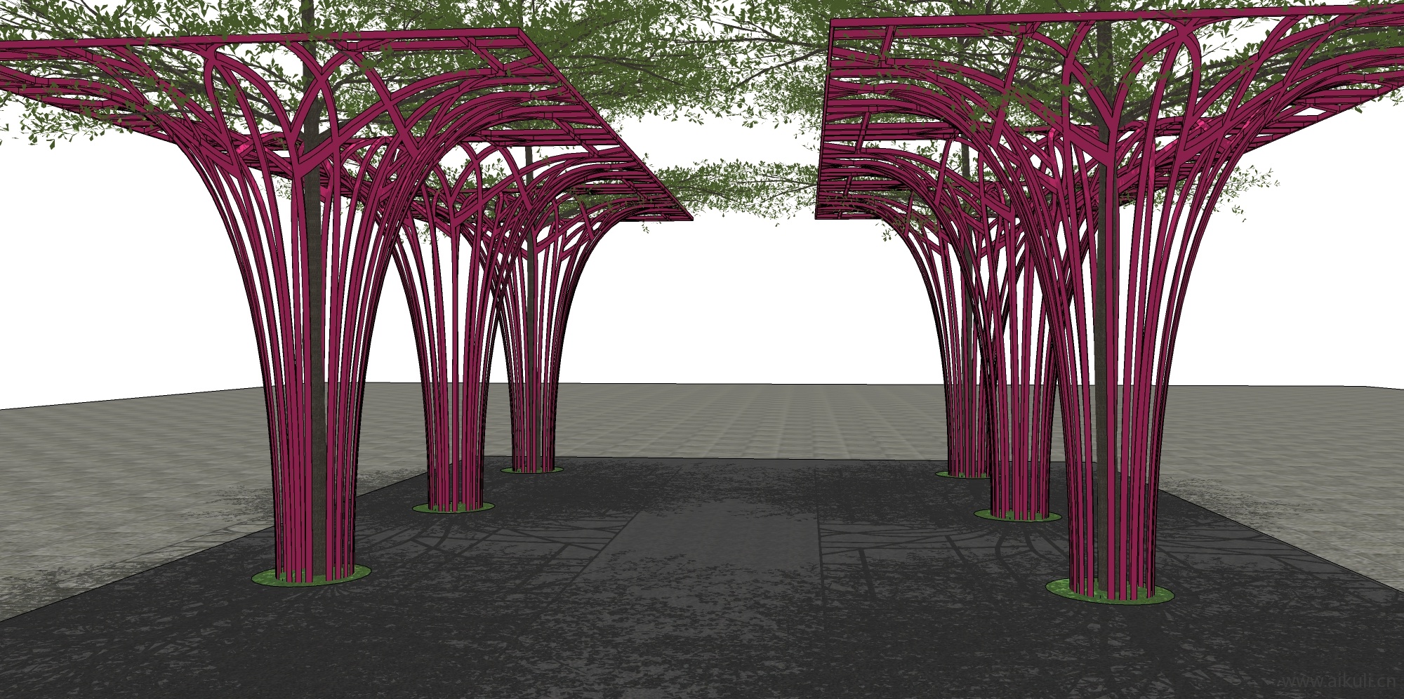 现代树池廊架_廊架_竹质廊架_拱门