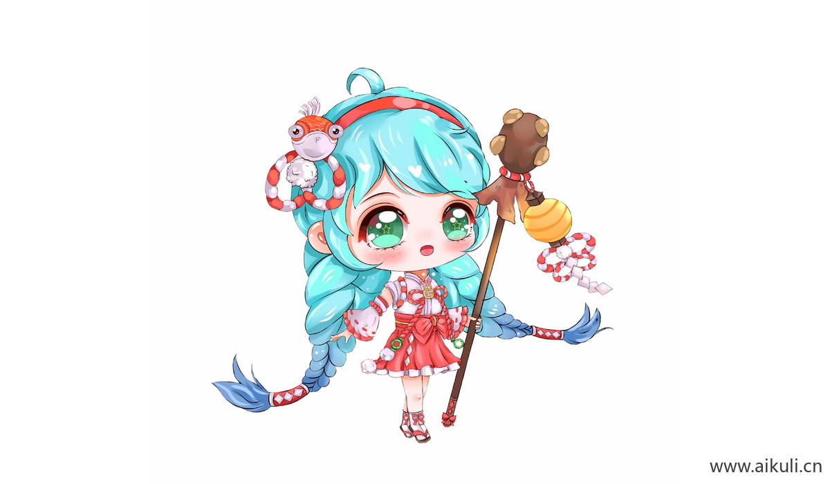 Q版王者荣耀卡通角色人物PNG免抠 大乔–伊势巫女2