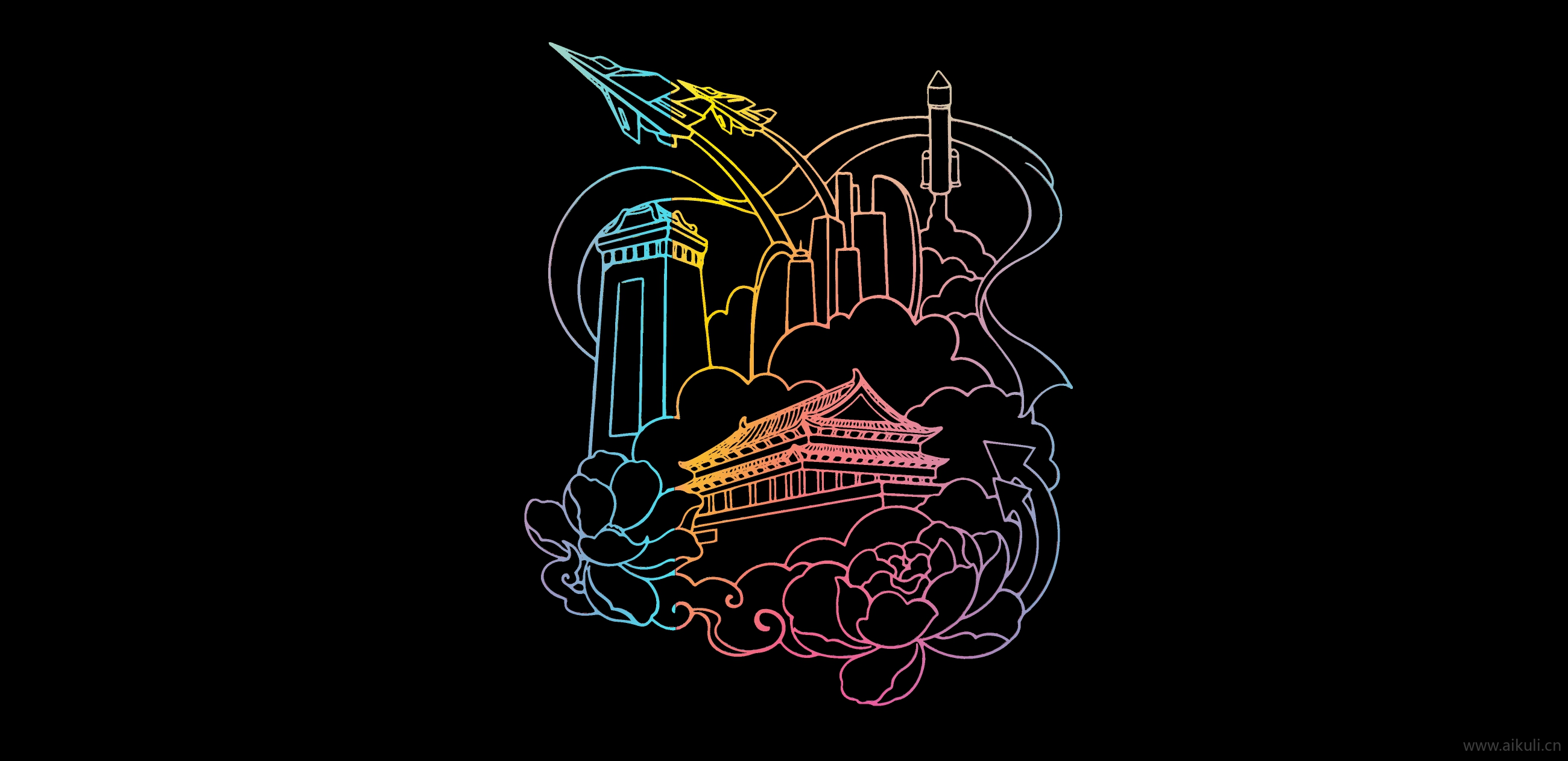 2D未来科技图形剪影