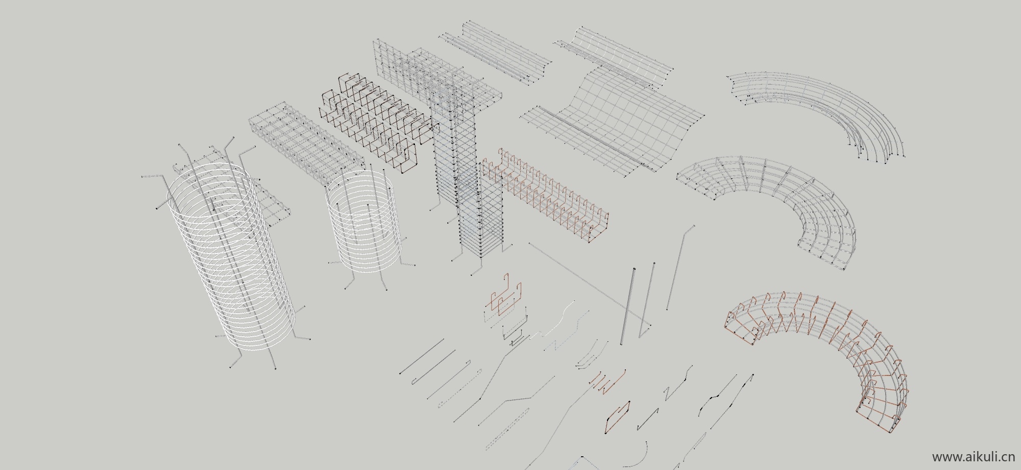现代新中式柱子_柱子钢筋建筑_圆柱