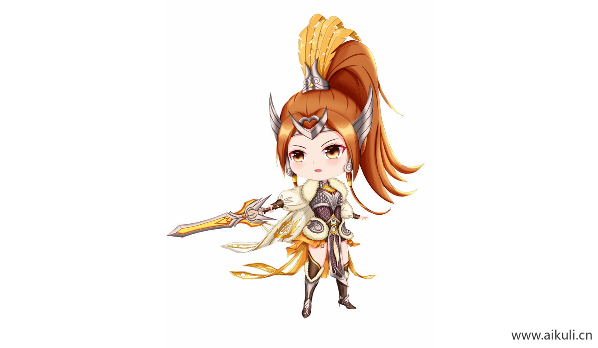 Q版王者荣耀卡通角色人物PNG免抠 花木兰–冠军飞将