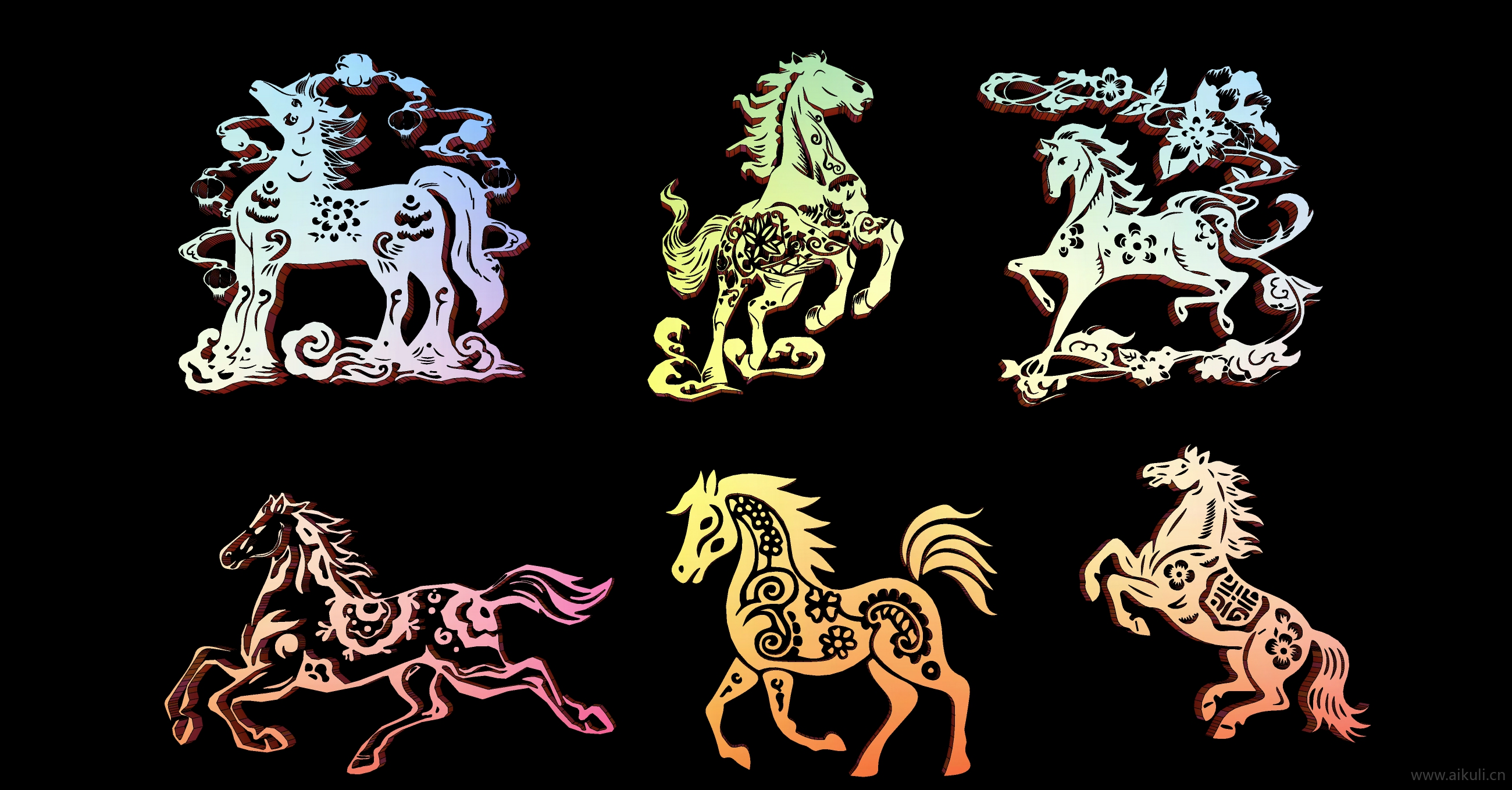 2D马年 动物马剪影