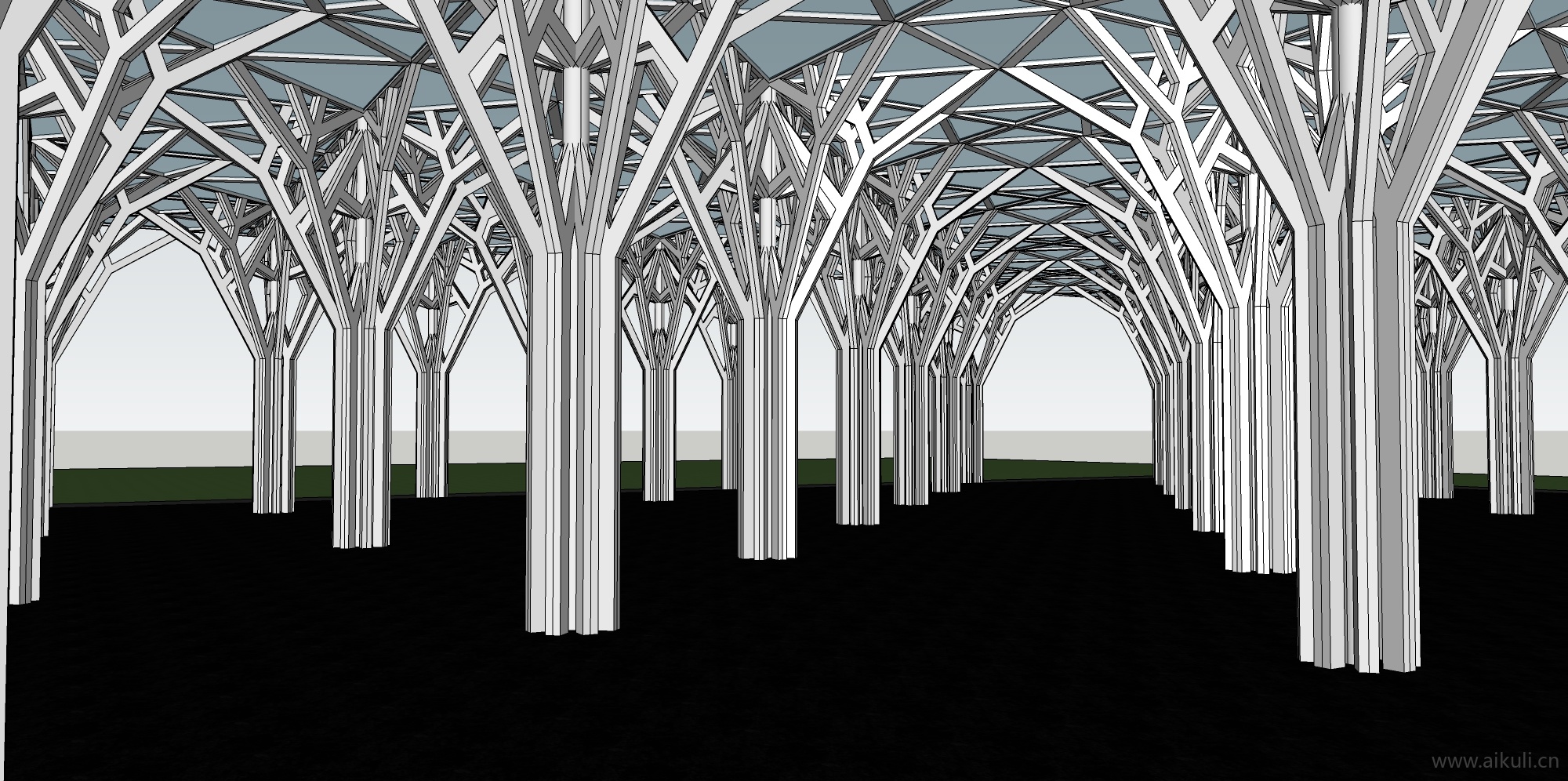 现代新中式廊架空间_树冠廊架建筑