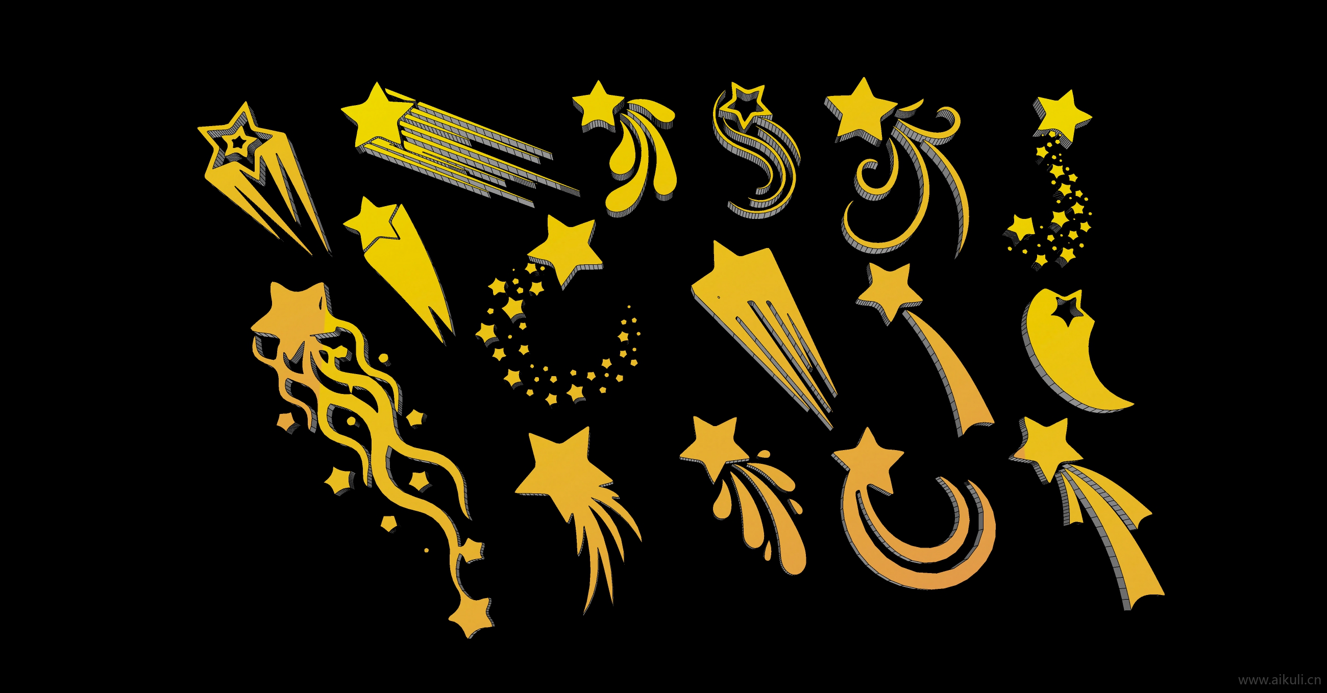 2D图形流星箭头飞星符号