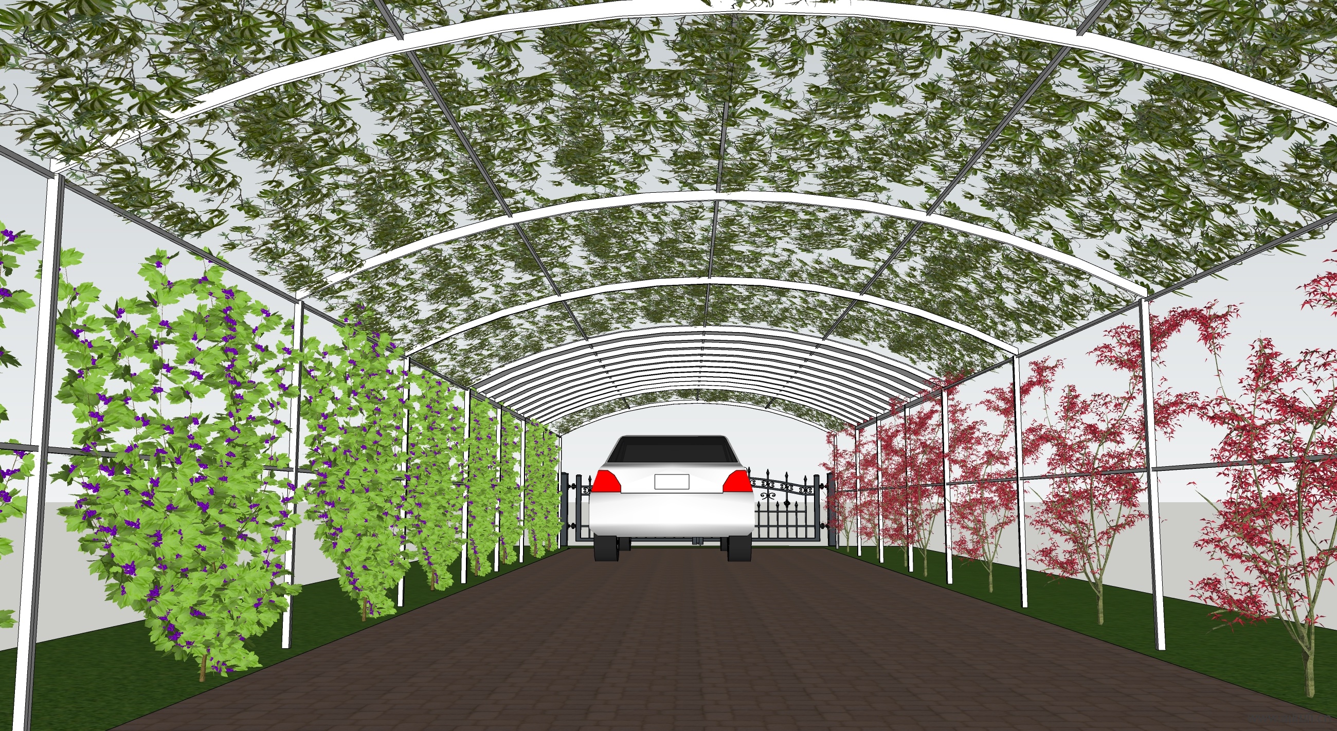车库遮蔽 遮篷植物廓架SU模型