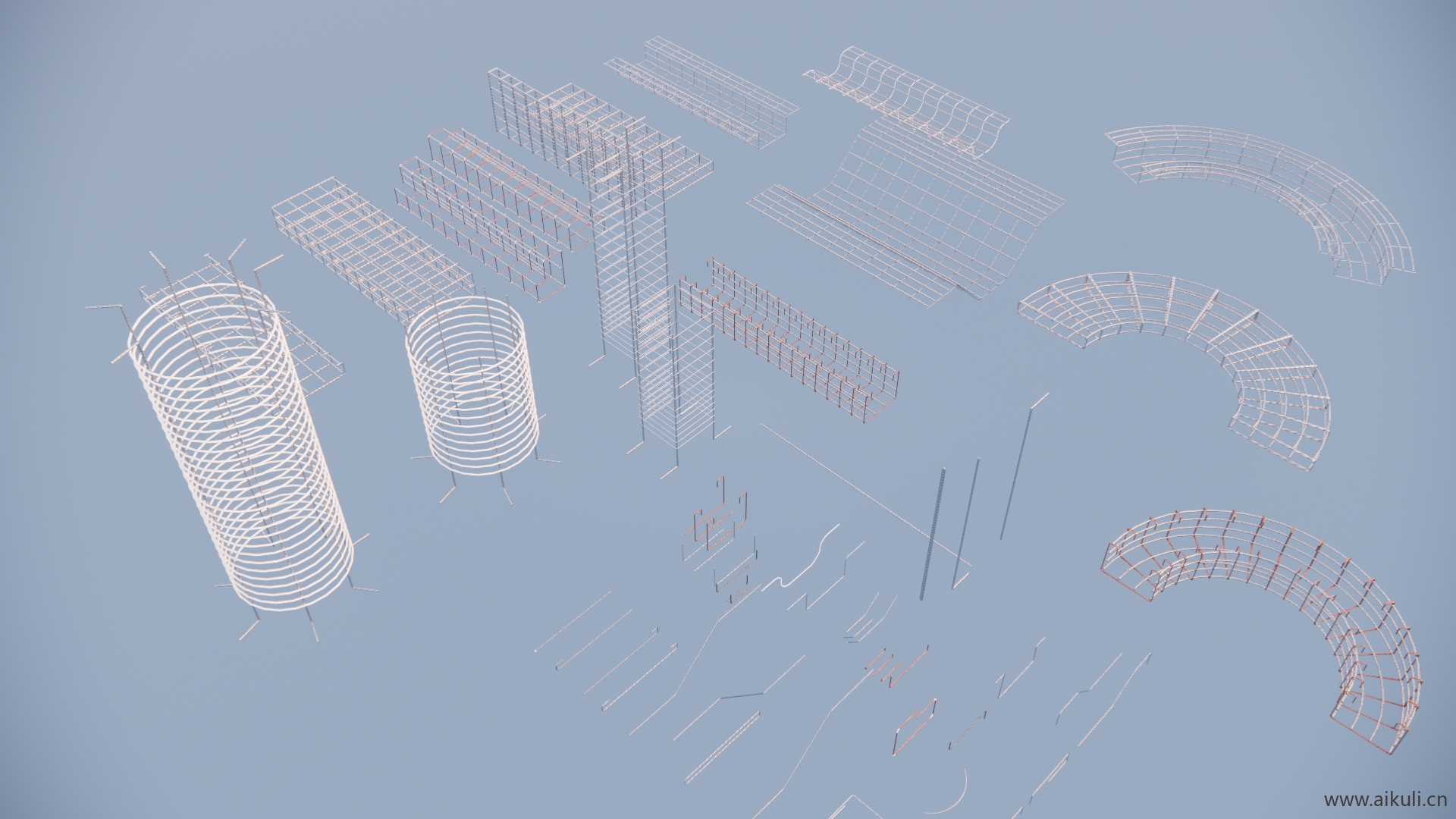 现代新中式柱子_柱子钢筋建筑_圆柱