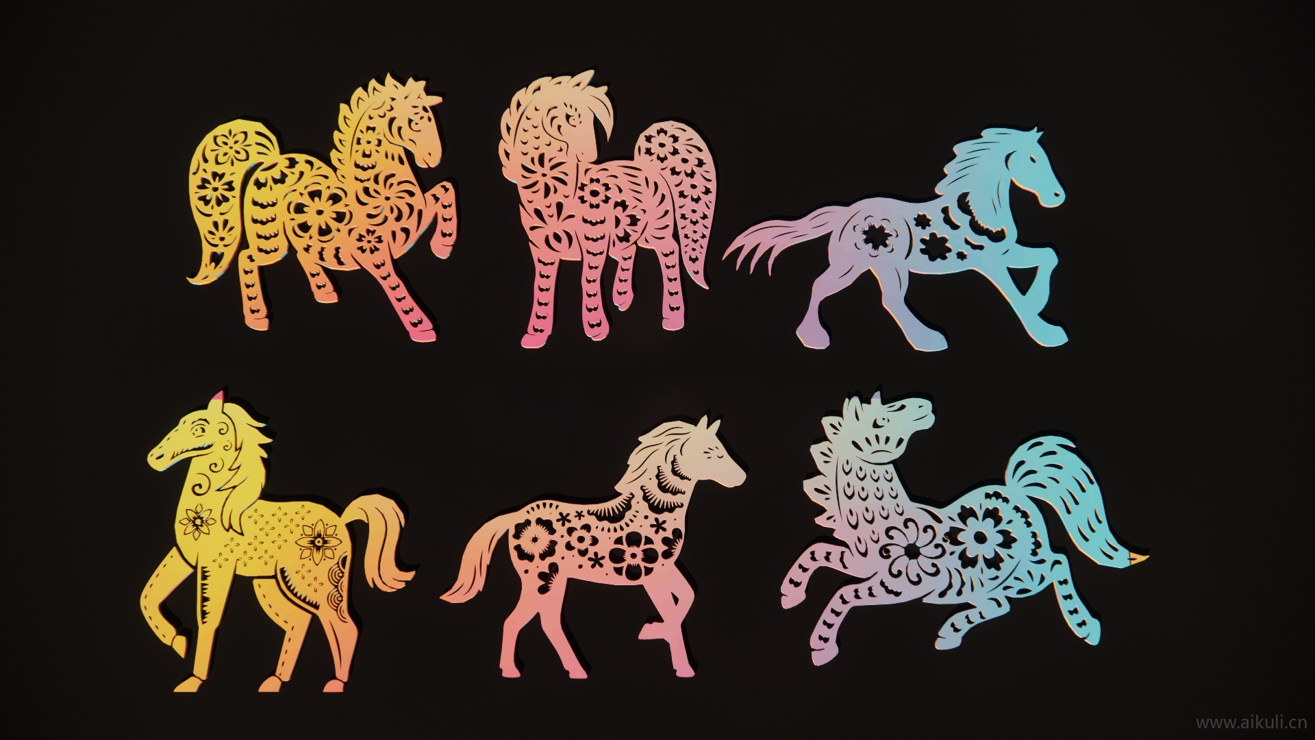 2D动物生肖马剪影