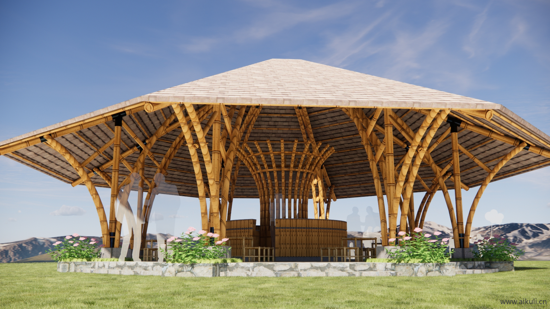 新中式竹结构廊架