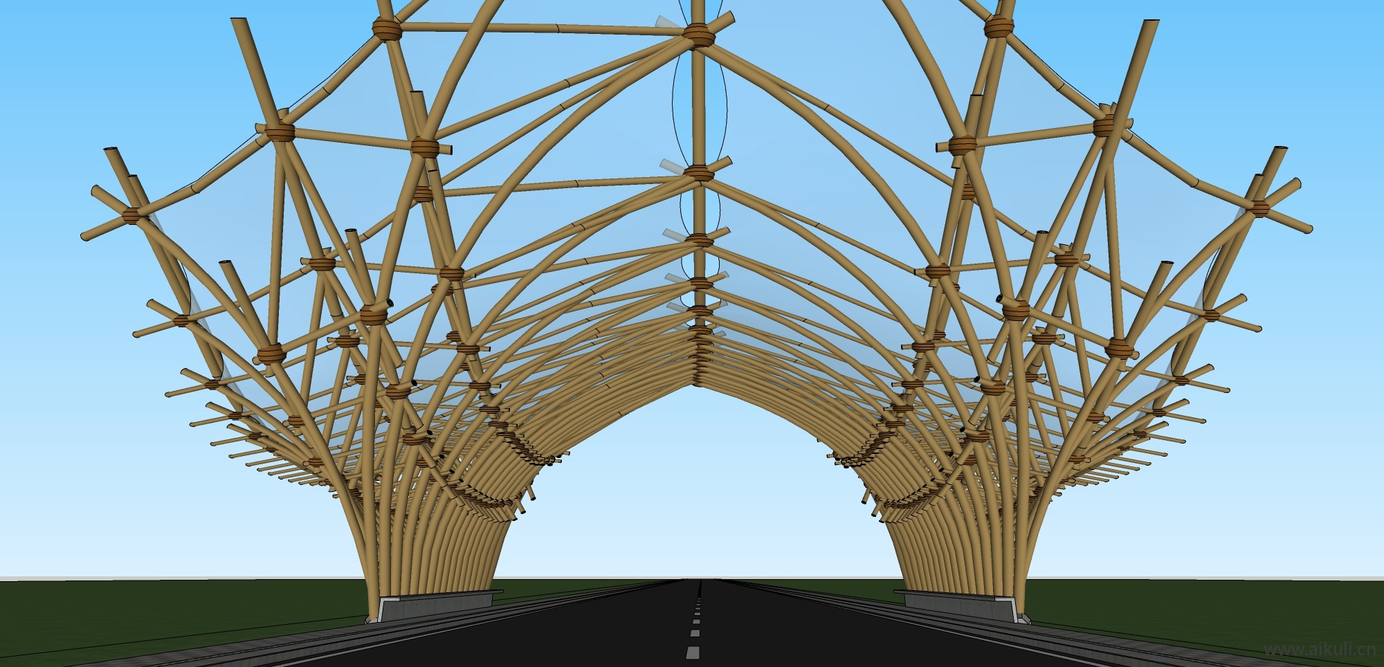 竹结构廊架竹门__建筑