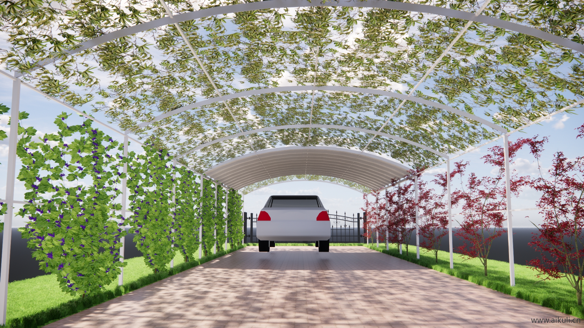 车库遮蔽 遮篷植物廓架SU模型