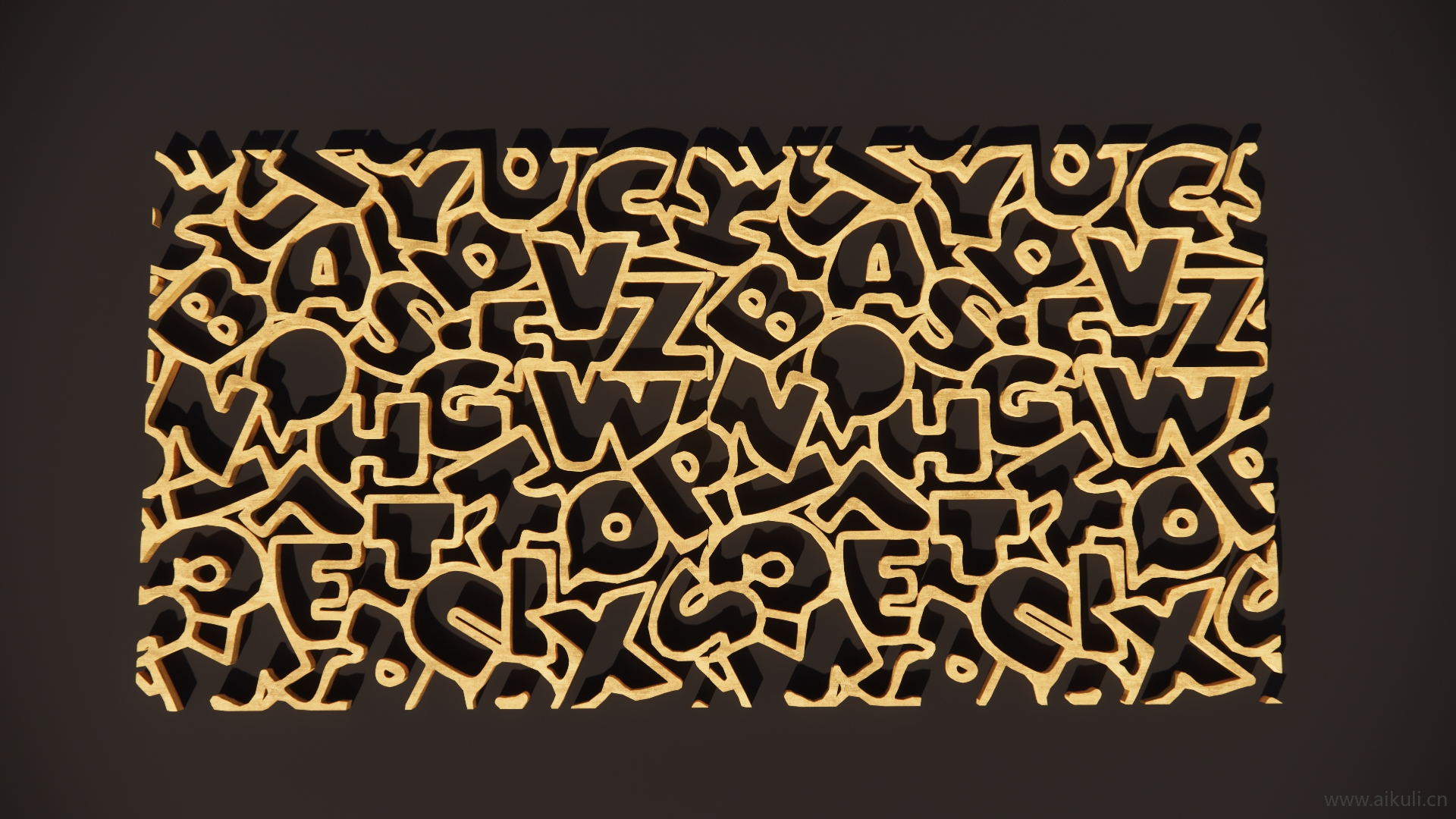 剪纸2D英文字母剪影