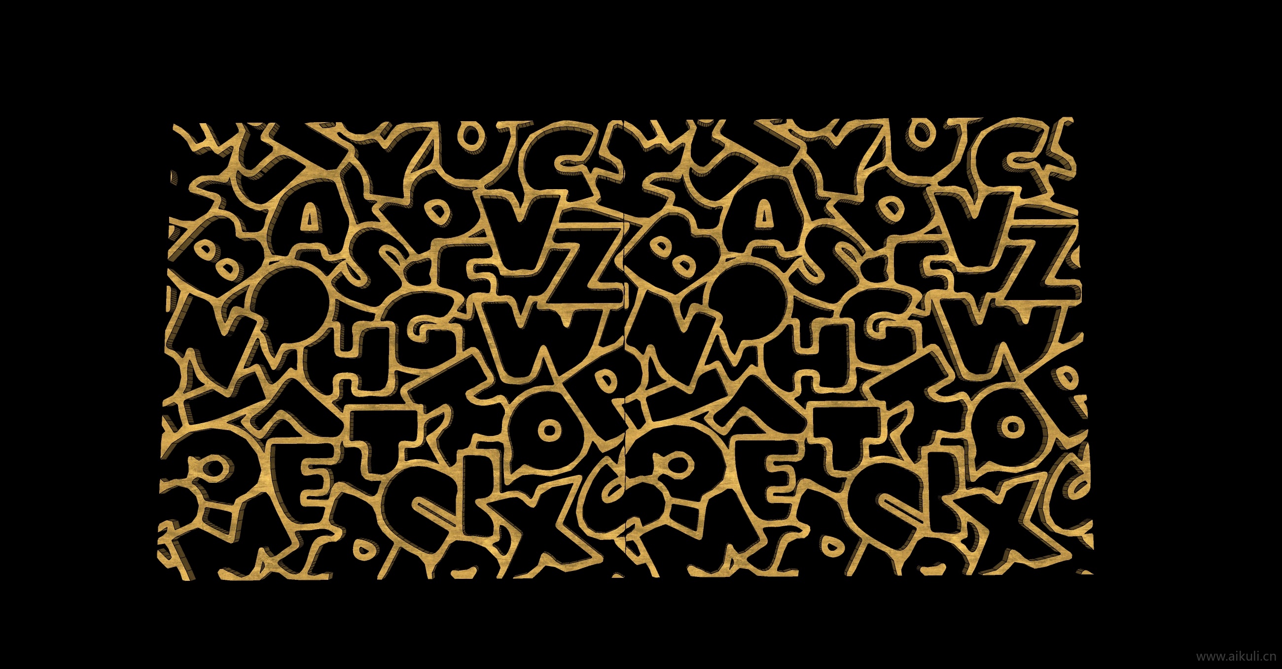 剪纸2D英文字母剪影