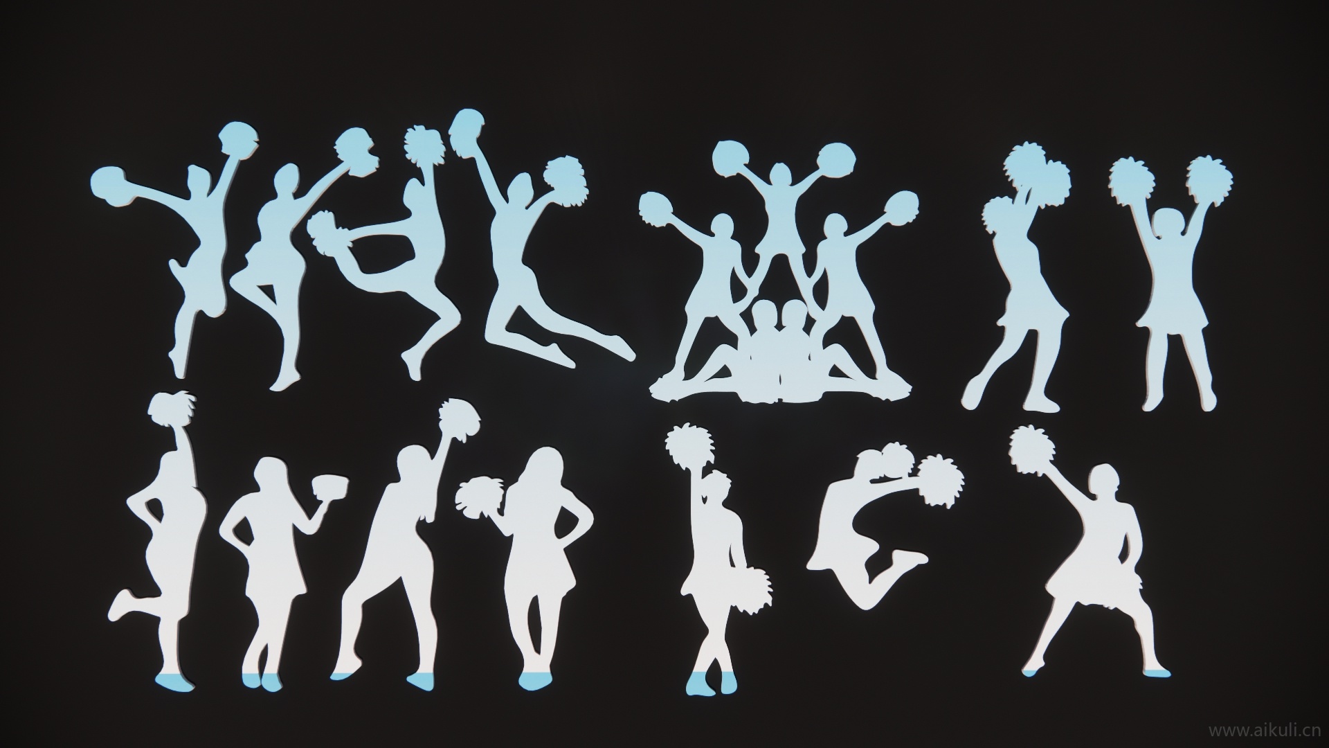 2D人物拉拉队舞者剪影