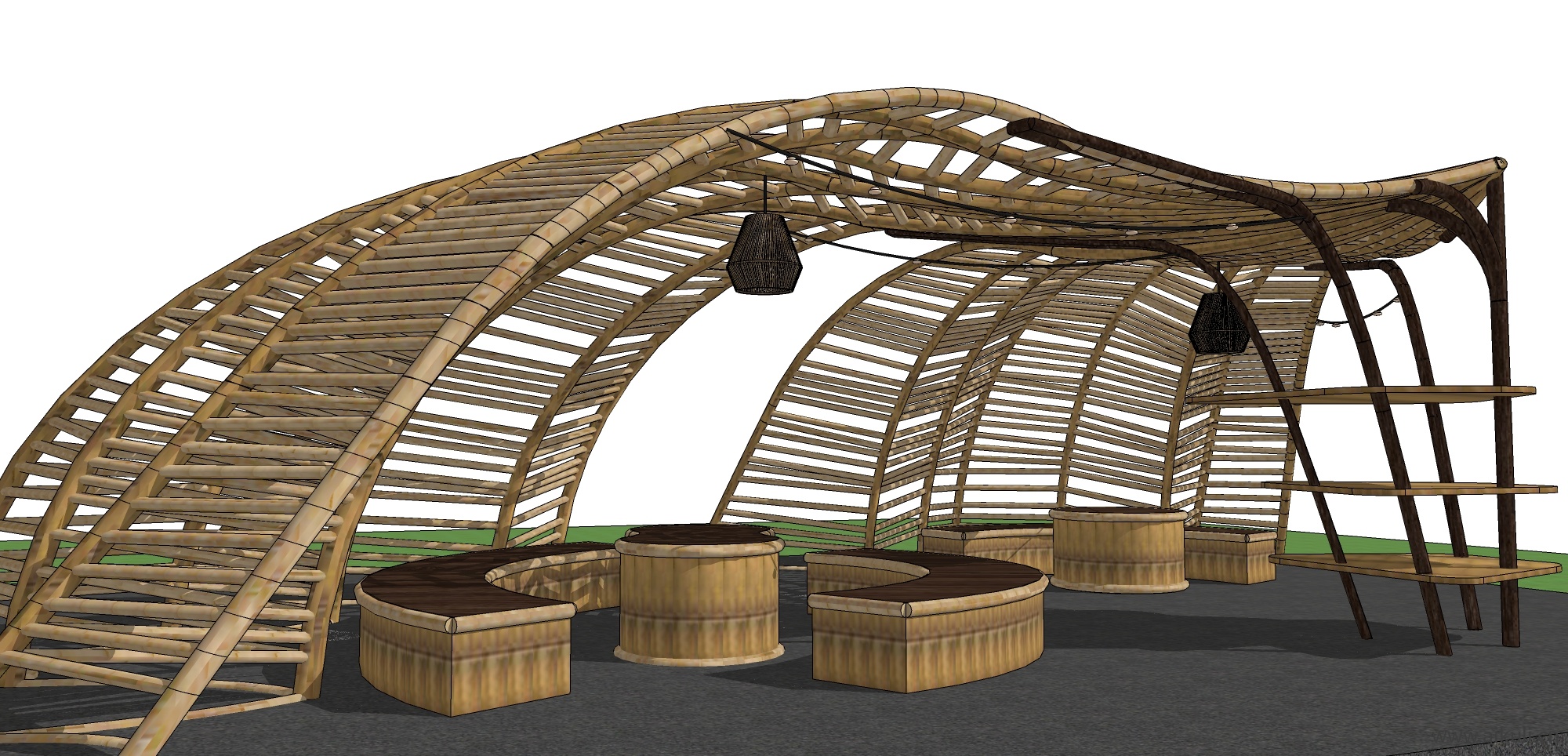 竹子廊架休闲区_SketchUp 8