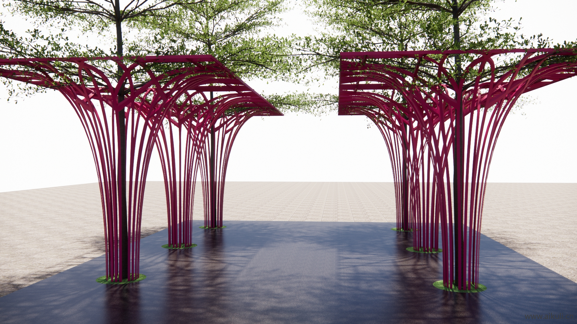 现代树池廊架_廊架_竹质廊架_拱门