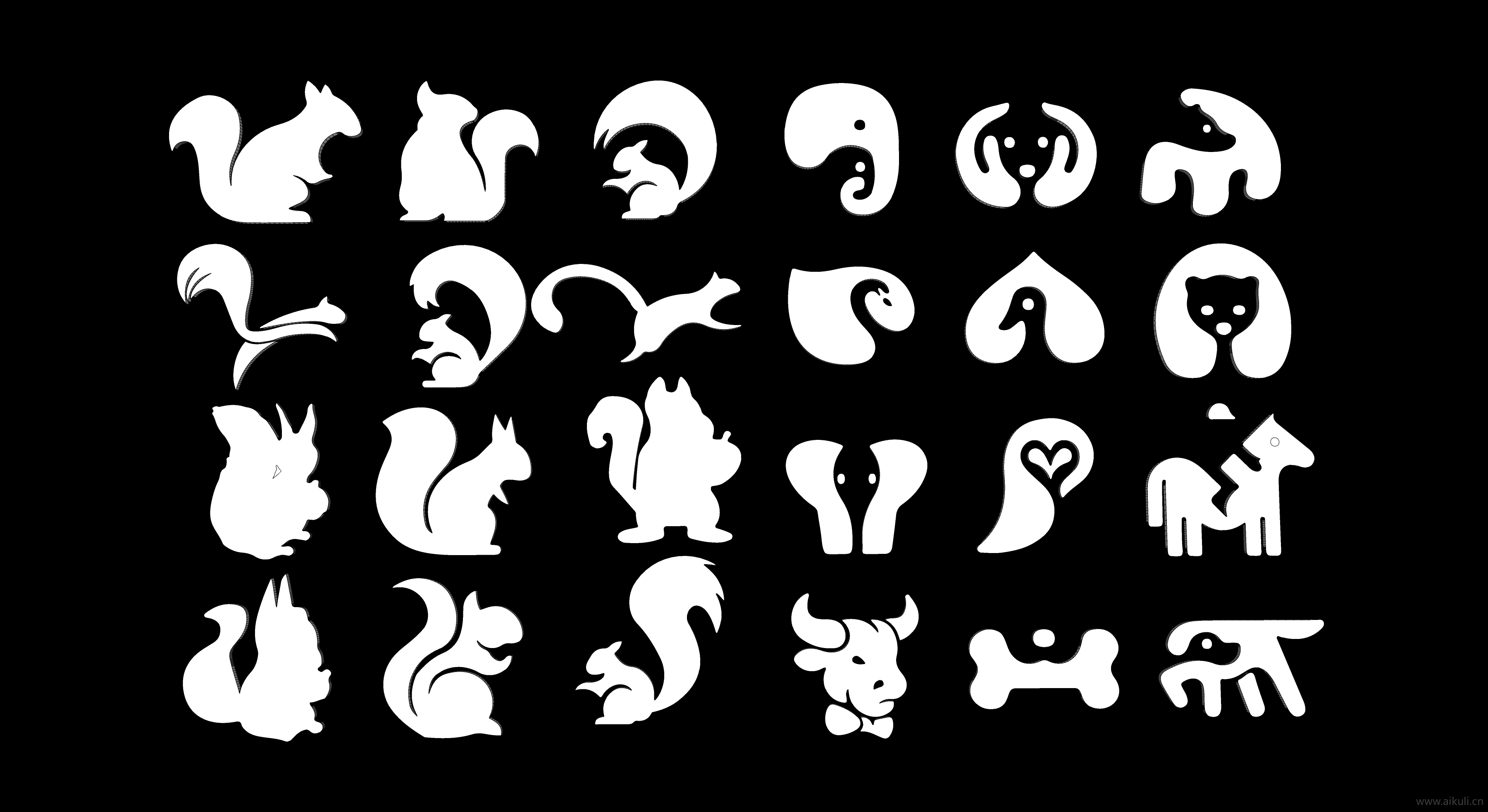 2D卡通动物 松鼠剪影