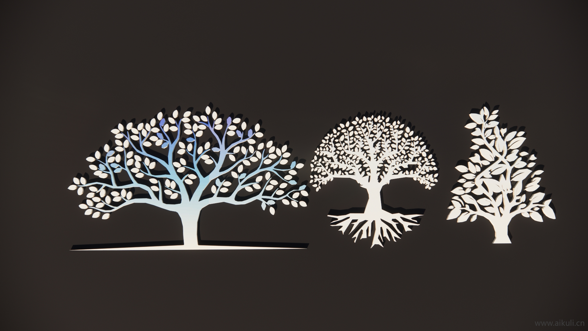 剪纸2D树干大树剪影