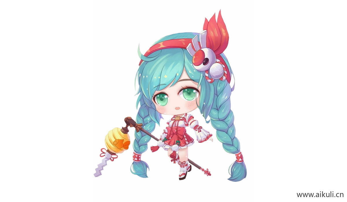 Q版王者荣耀卡通角色人物PNG免抠 大乔–伊势巫女1