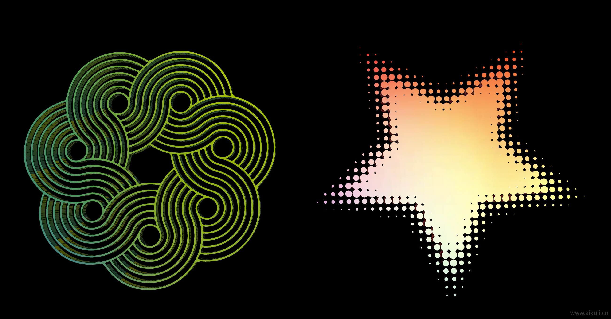 2D五角星图形文化墙装饰图案