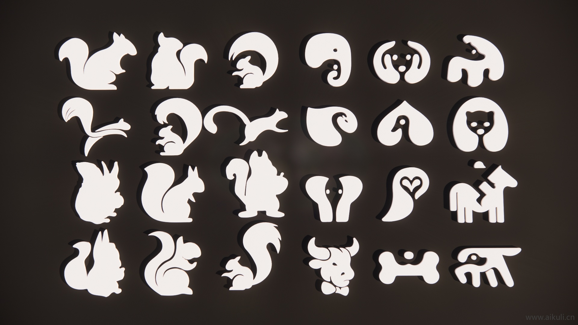 2D卡通动物 松鼠剪影