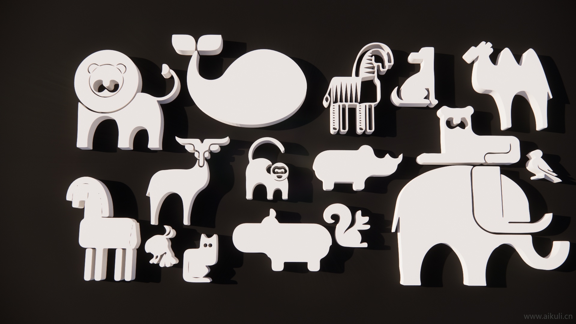 2D卡通动物文化墙装饰图案