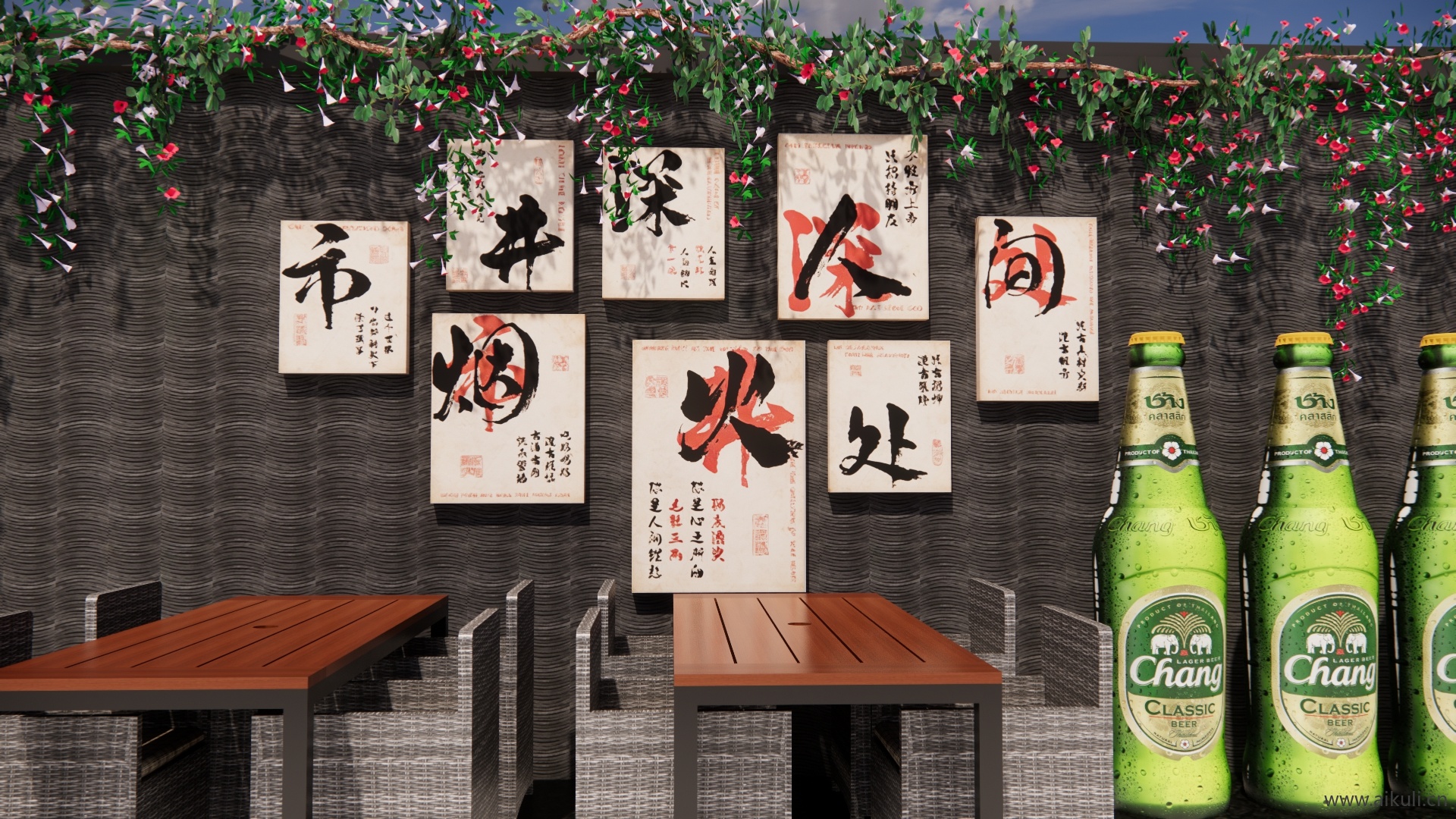 美食餐饮烤肉店墙面 装饰网红打卡 创意背景墙