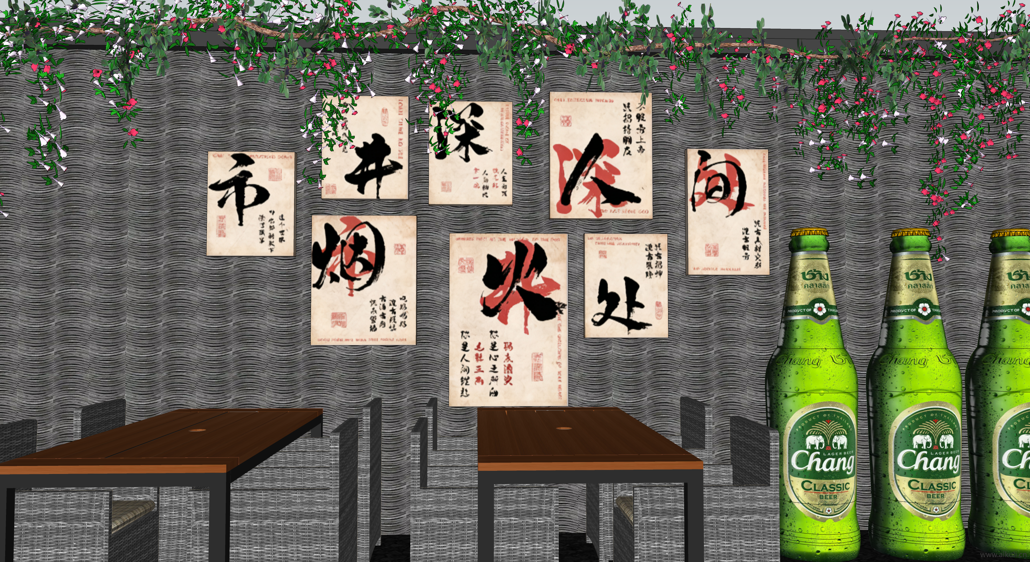 美食餐饮烤肉店墙面 装饰网红打卡 创意背景墙