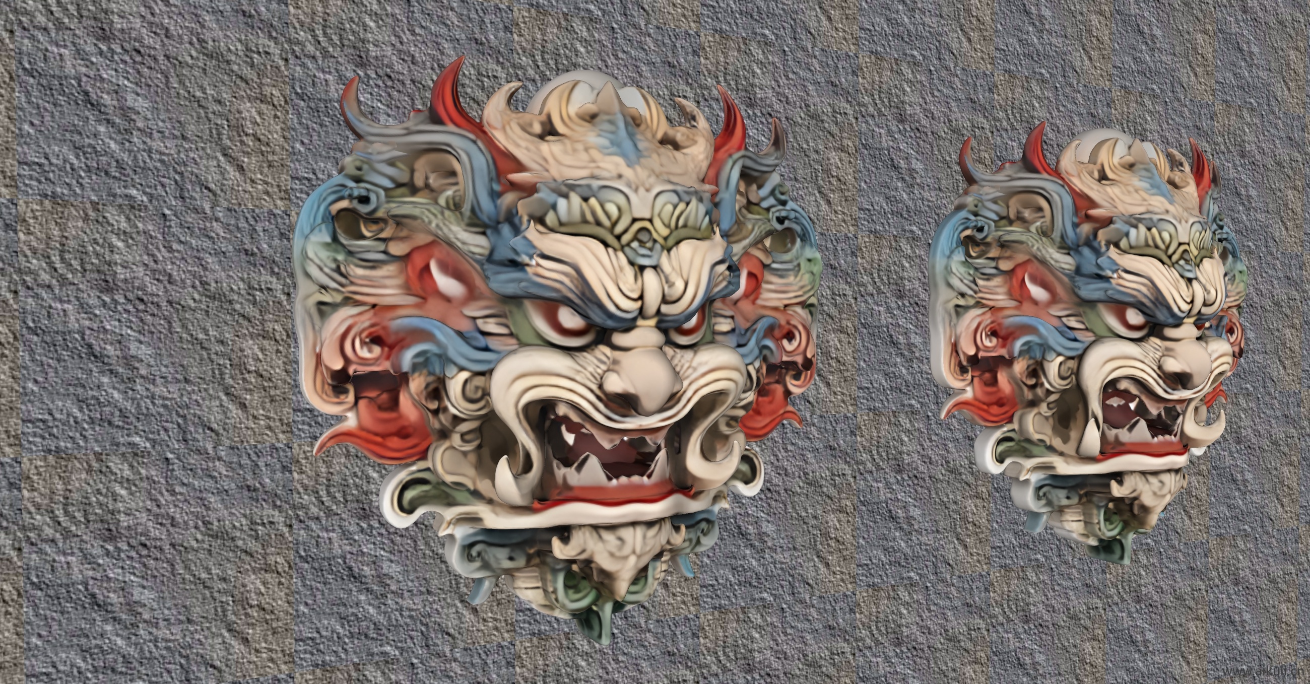 狂欢节面具龙艺术雕塑