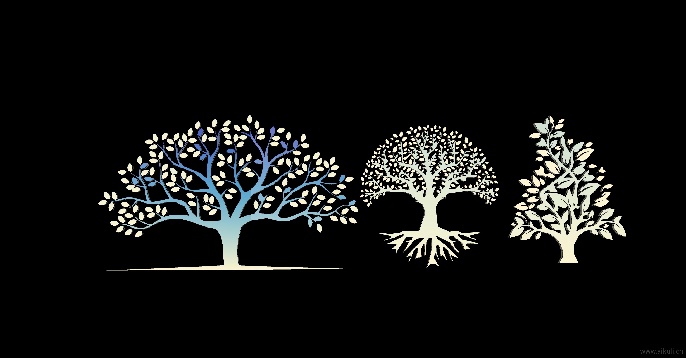 剪纸2D树干大树剪影