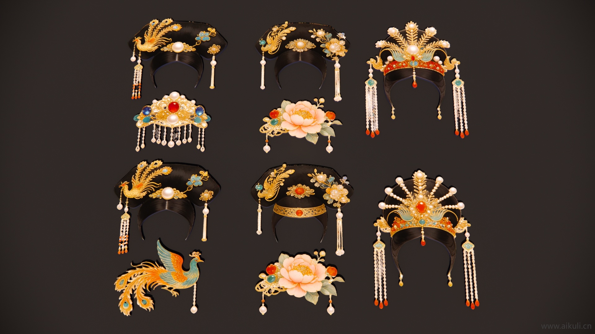 2D宫廷公主-凤冠宫廷头饰 戏曲 剪影A