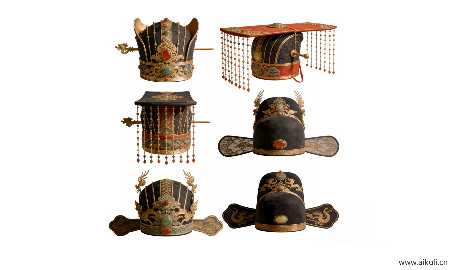 PNG头饰秦汉时期皇妃公主帽头饰 戏曲 剪影AA (2)