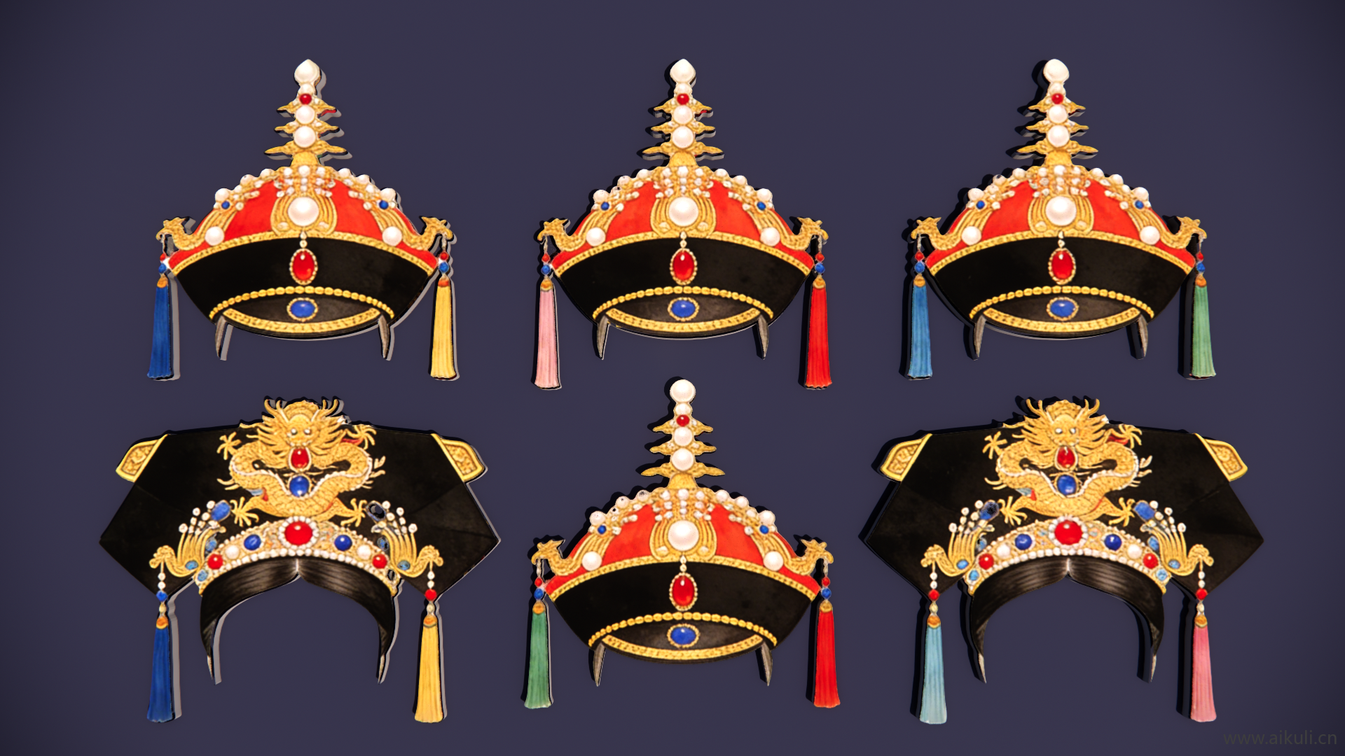 2D宫廷官帽凤冠-宫廷太子官帽 戏曲 剪影A