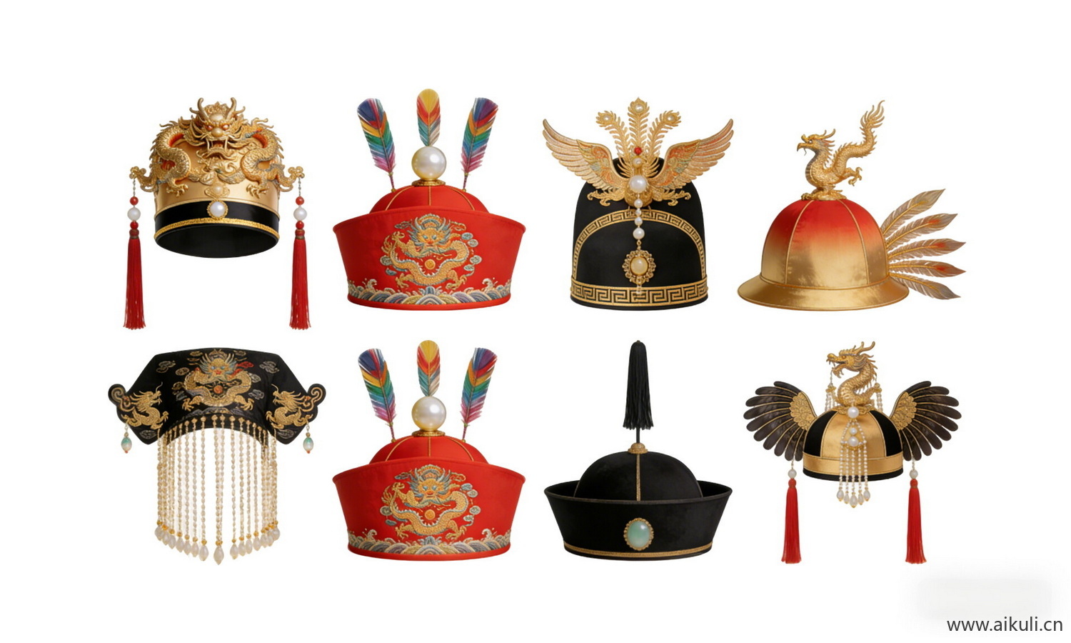 PNG宫廷官帽凤冠宫廷王子官帽头饰头饰 戏曲头饰剪影