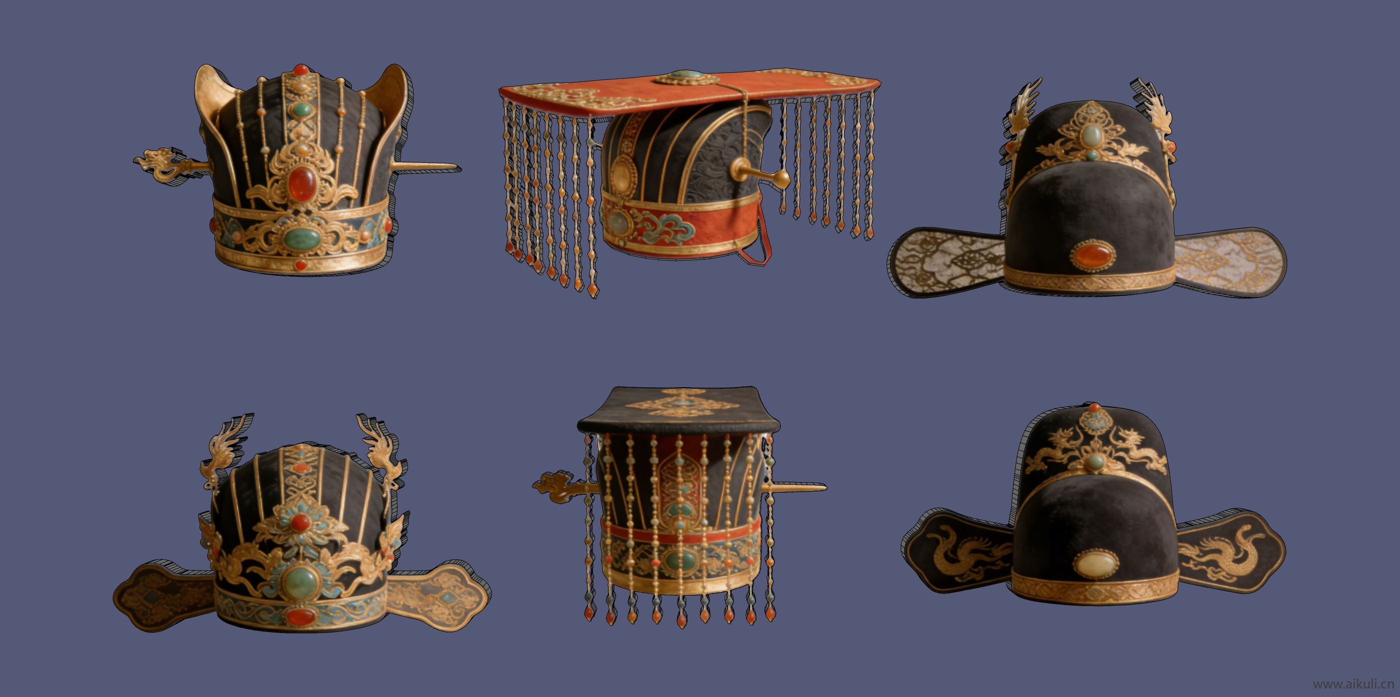 2D头饰秦汉时期皇妃帽 皇家帽头饰 戏曲 剪影