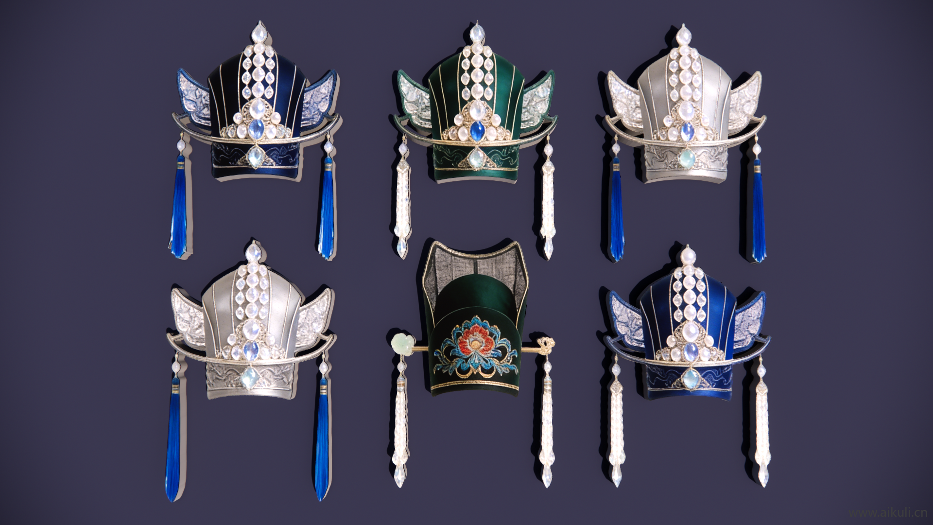 2D宫廷官帽凤冠-宫廷太子-官帽 戏曲 剪影