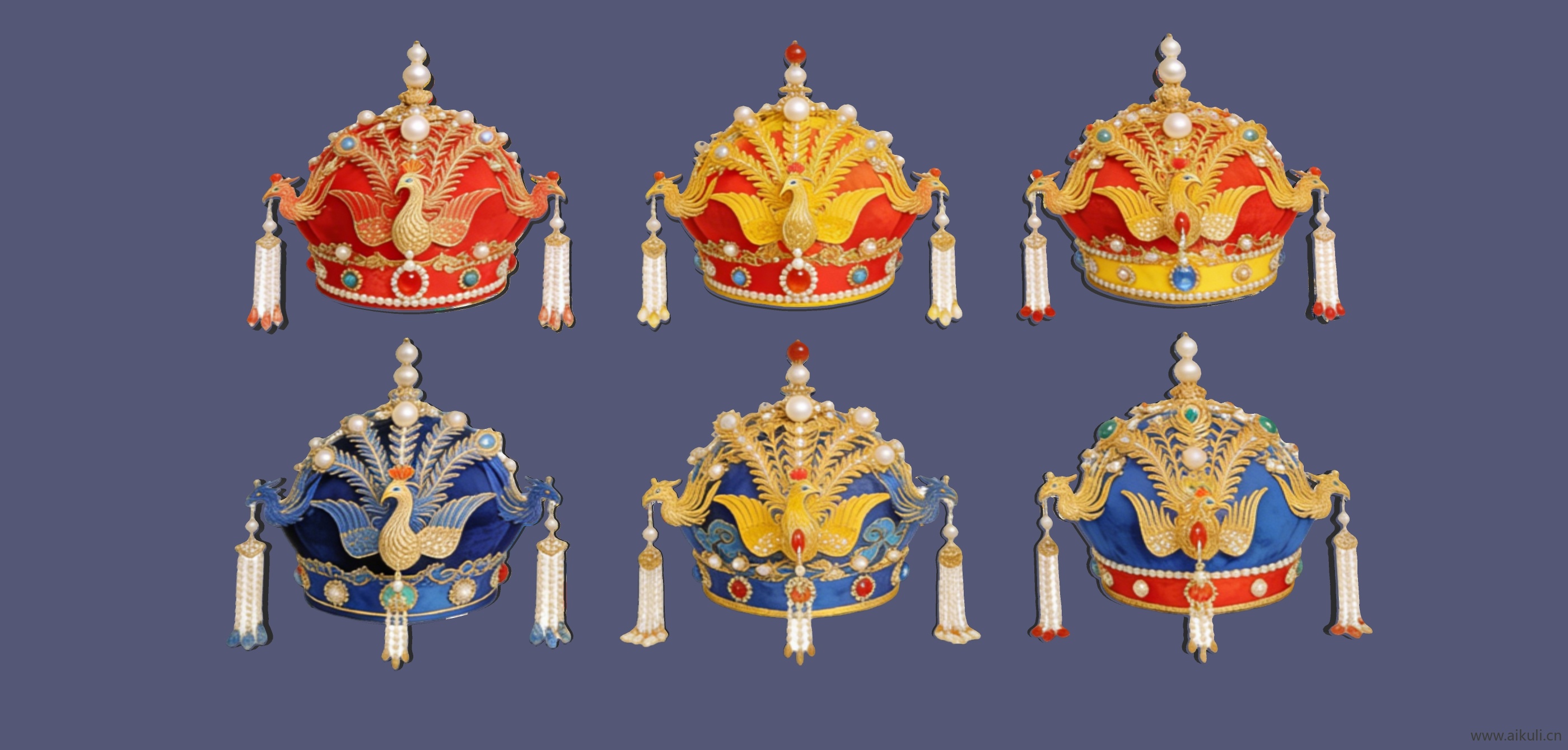 2D宫廷官帽凤冠-宫廷太子妃官帽 戏曲 剪影