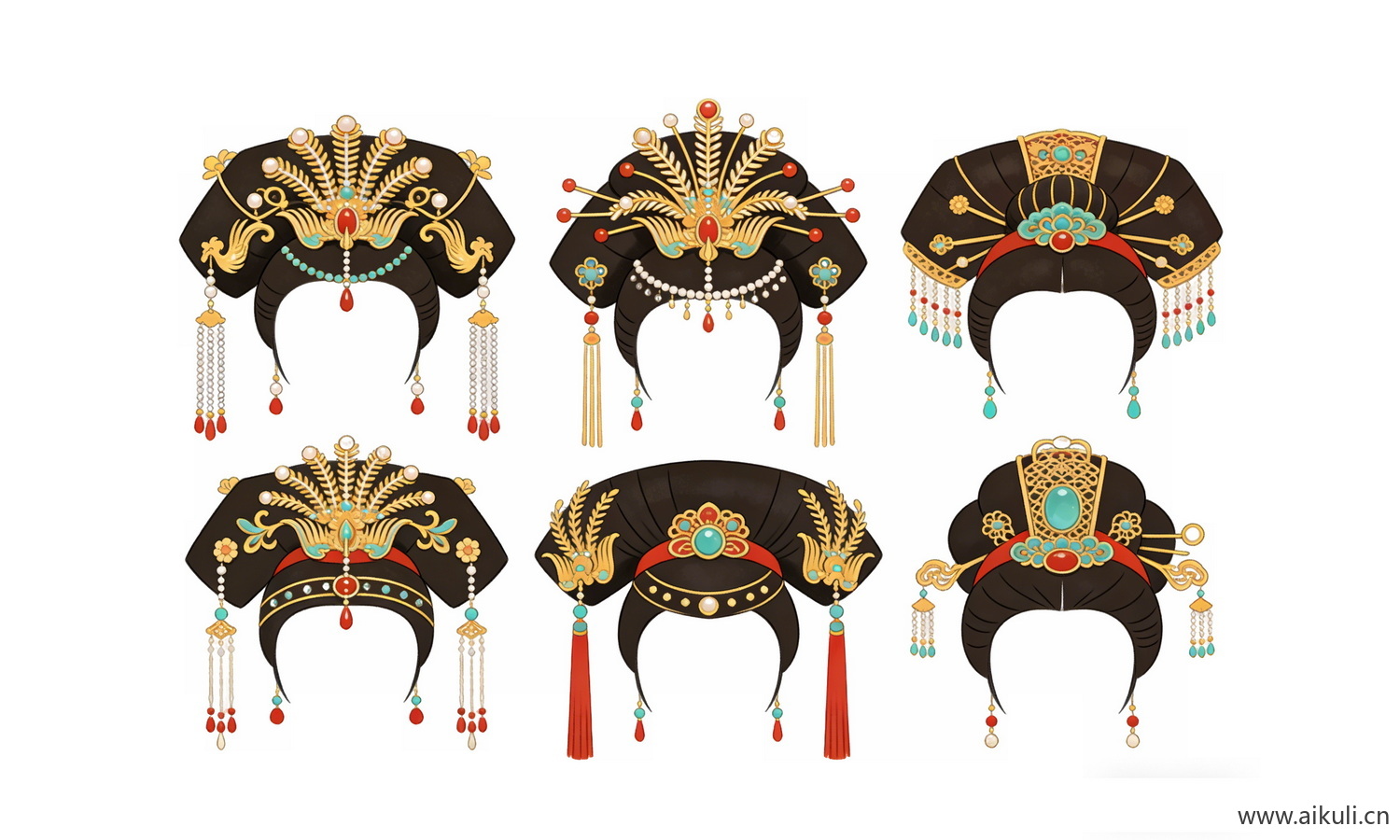 PNG头饰秦汉时期皇妃公主帽头饰 戏曲 剪影AA (1)