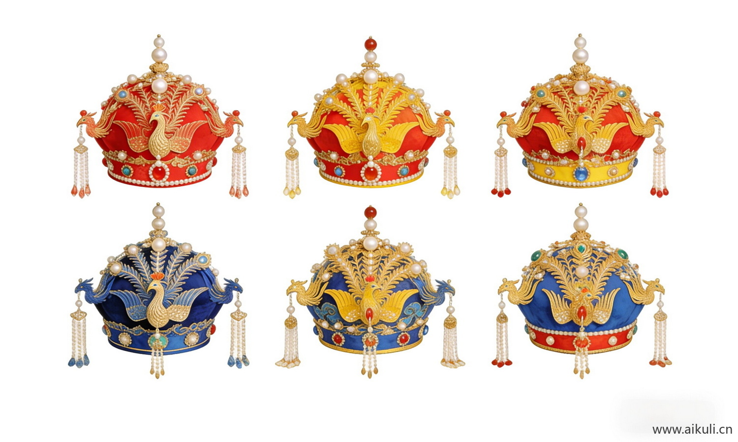 PNG宫廷官帽凤冠-宫廷太子官帽 戏曲 剪影