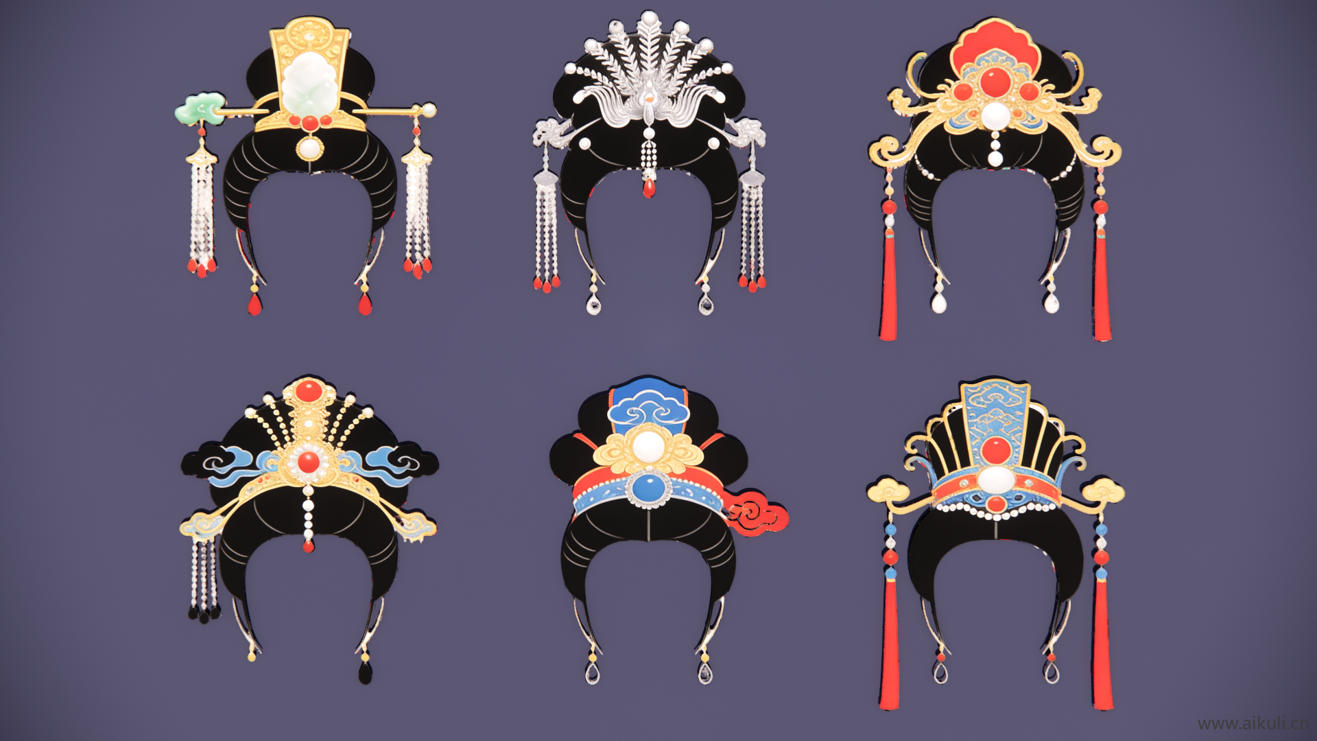 2D头饰秦汉时期皇妃公主帽头饰 戏曲 剪影AA