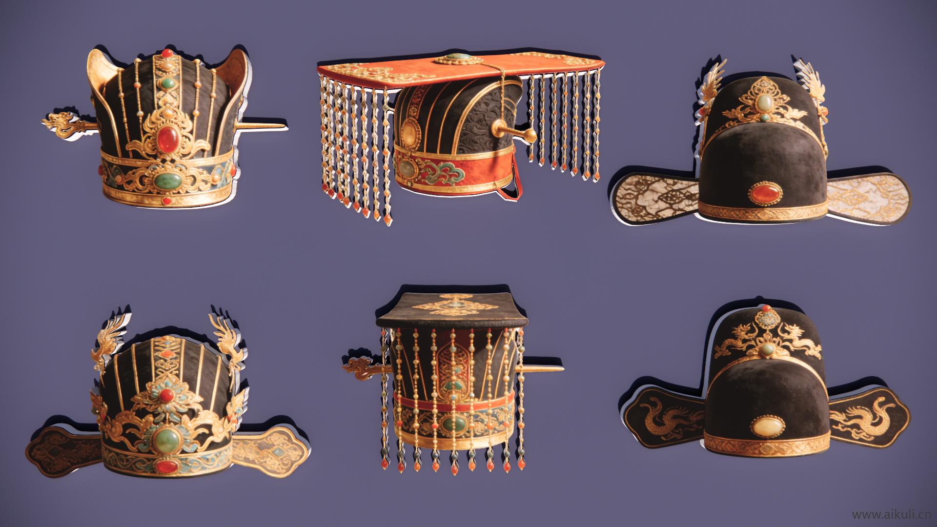 2D头饰秦汉时期皇妃帽 皇家帽头饰 戏曲 剪影