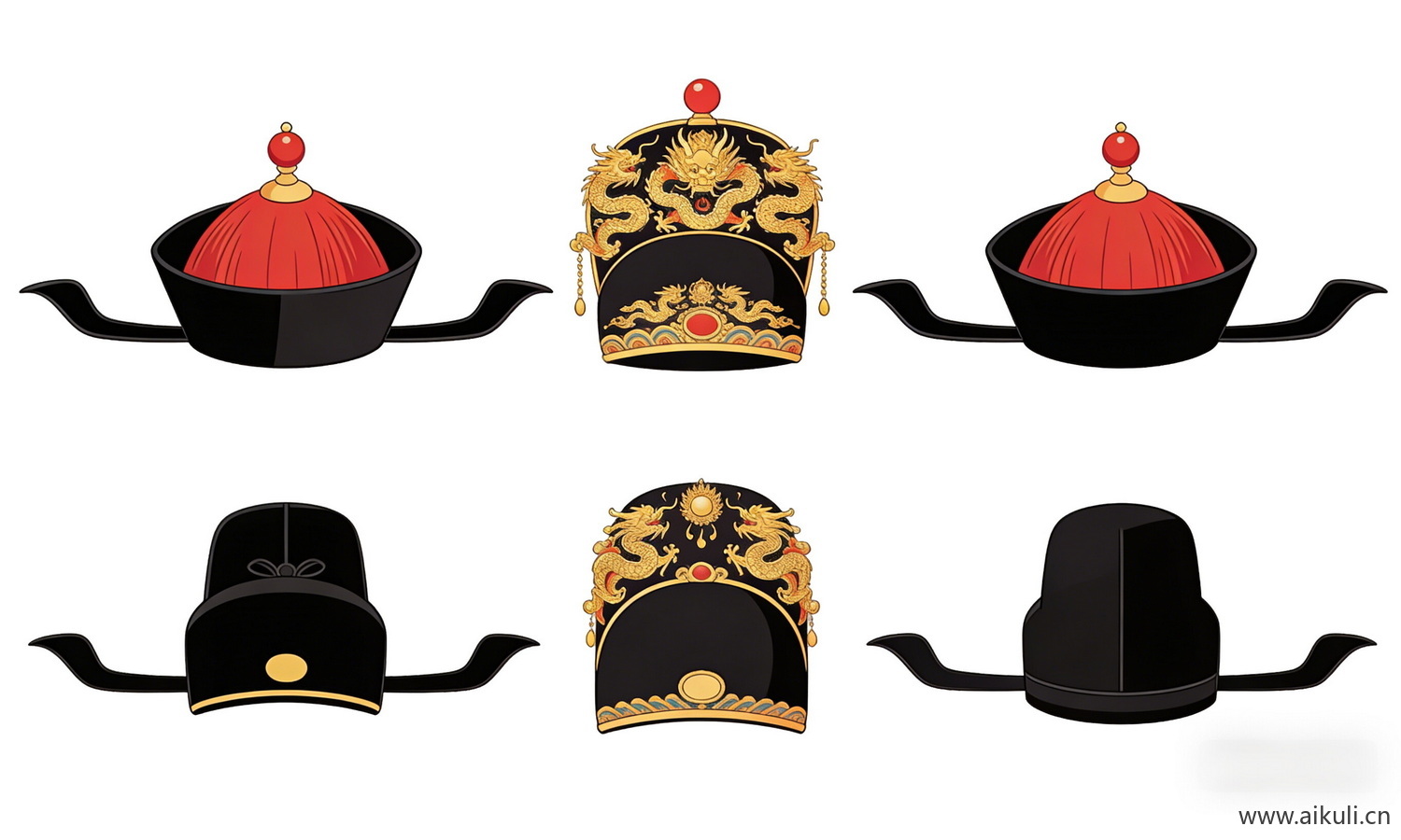 PNG宫廷官帽凤冠-官帽头饰戏曲剪影