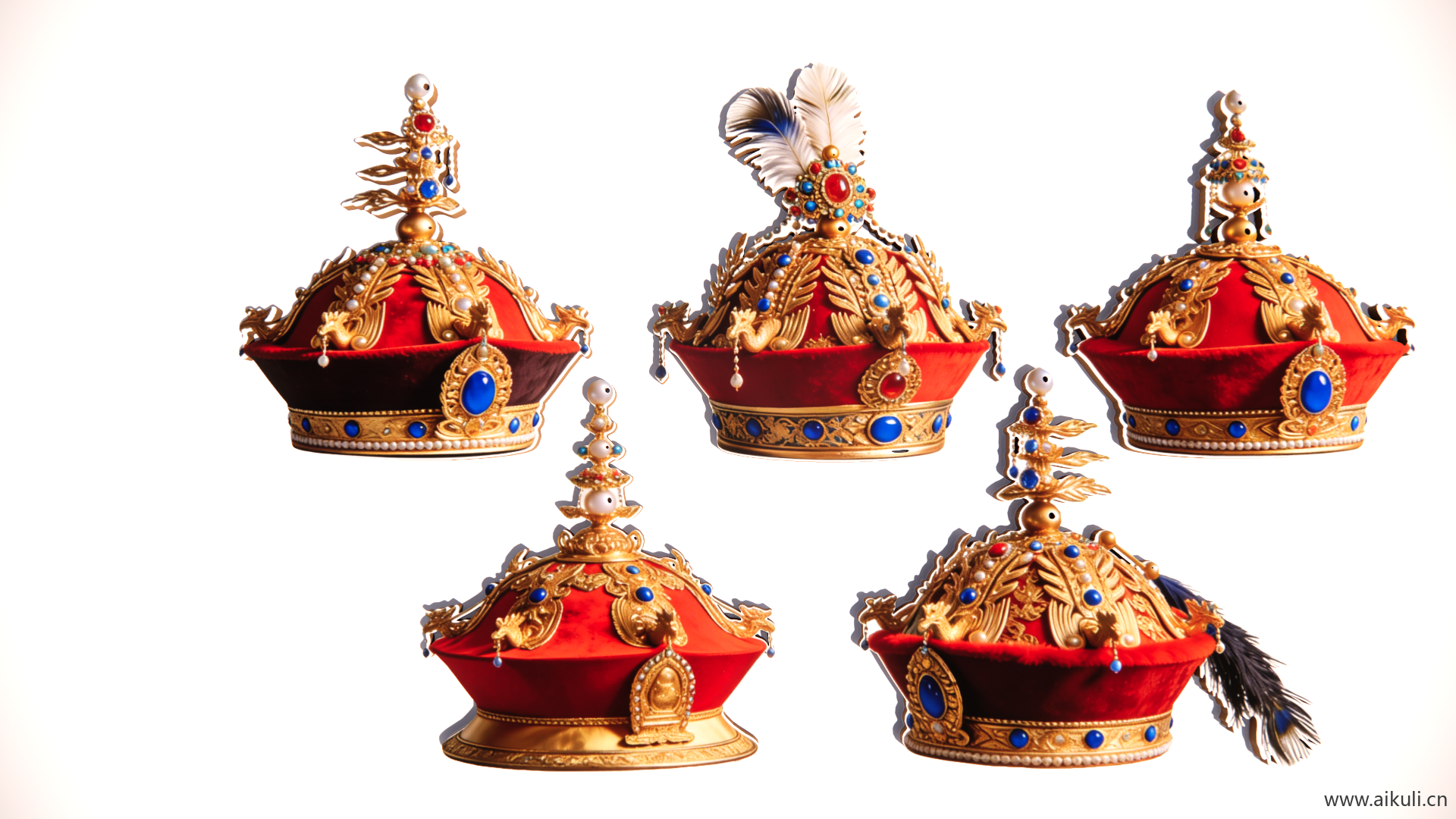 2D宫廷官帽凤冠-宫廷太子官帽 戏曲 剪影