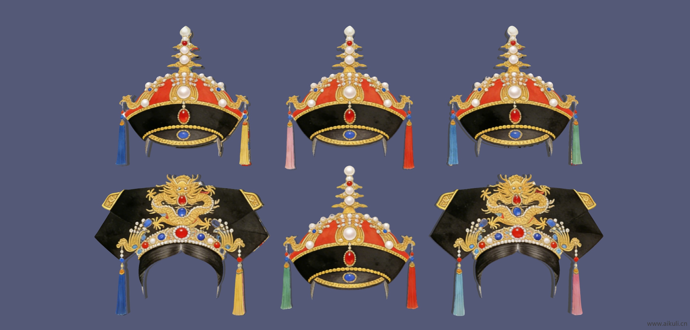 2D宫廷官帽凤冠-宫廷太子官帽 戏曲 剪影A