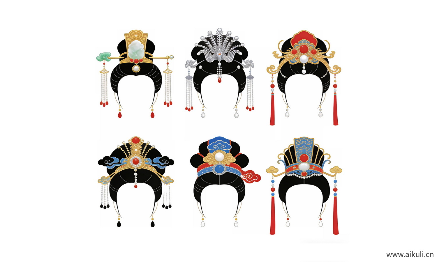 PNG头饰秦汉时期皇妃公主帽头饰 戏曲 剪影AA (4)