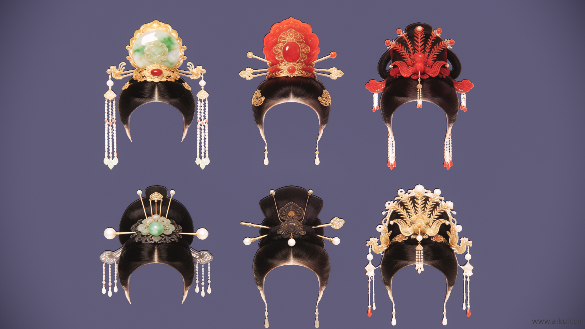 2D头饰秦汉时期皇妃公主帽头饰 戏曲 剪影