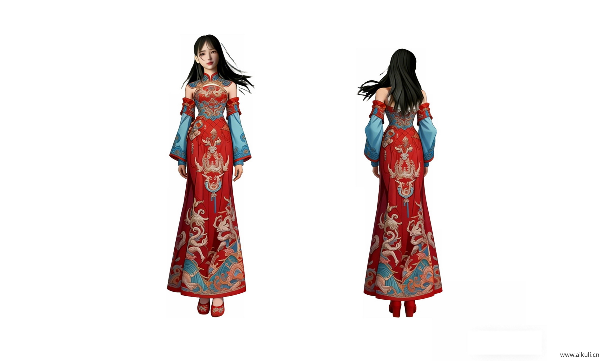 戏曲国潮民族服装人物剪影 