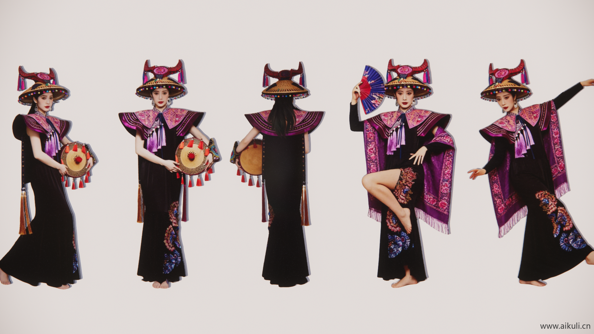 新中式戏曲 国潮 民族服装人物 2D模特剪影C