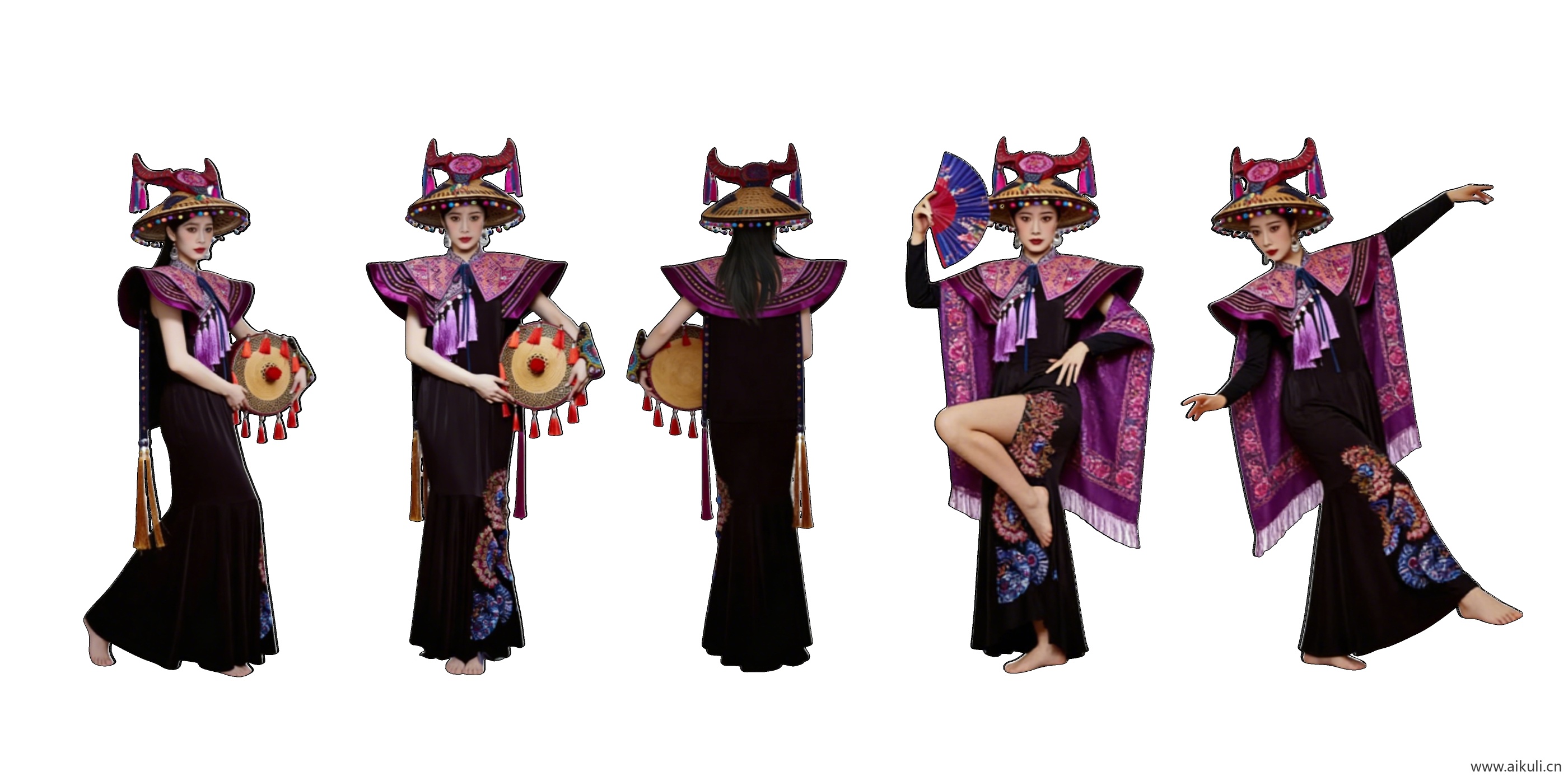 新中式戏曲 国潮 民族服装人物 2D模特剪影C