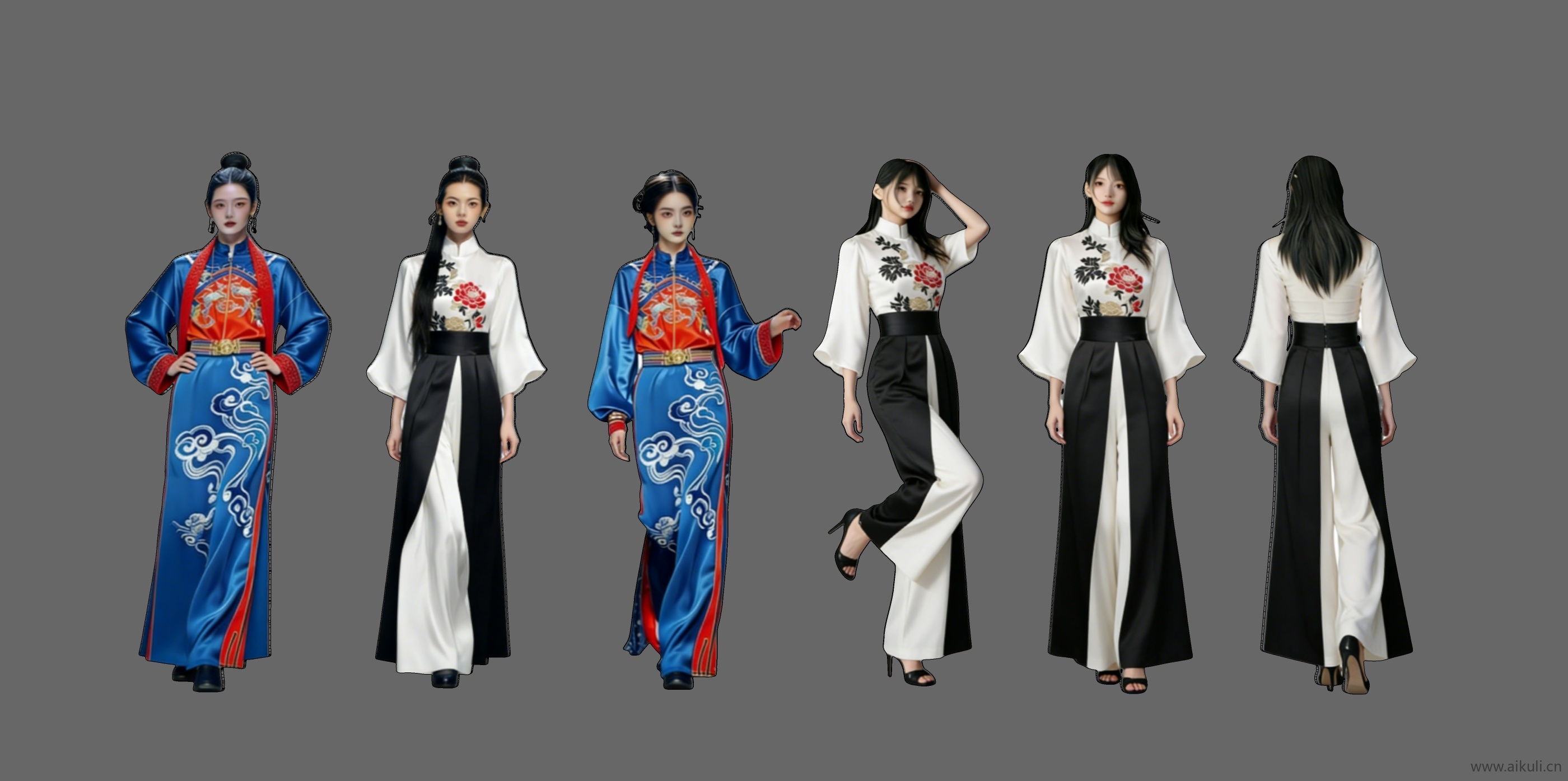 新中式戏曲 国潮 民族服装人物 2D模特剪影