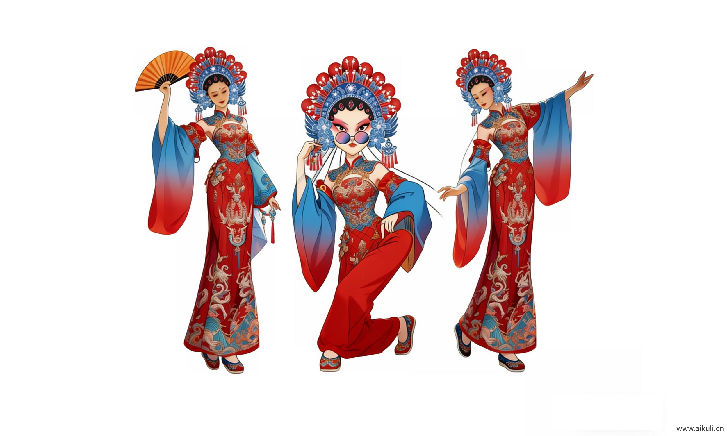 戏曲国潮民族服装人物剪影 (1)